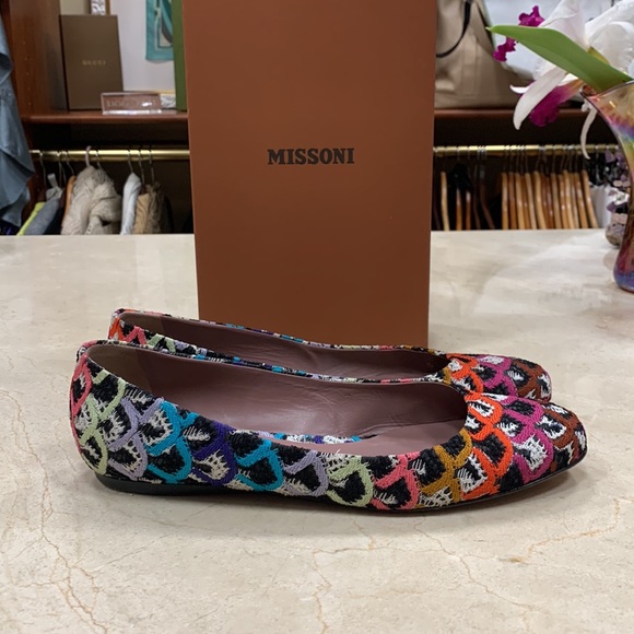 MISSONI FLATS IN CALF LEATHER W/FABRIC UPPER GORGEOUS COLORWAY/PRINT SIZE 38/8 - Picture 4 of 14